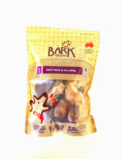 BARK & BEYOND GOAT BITS & PIECES 650g - Just For Pets Australia