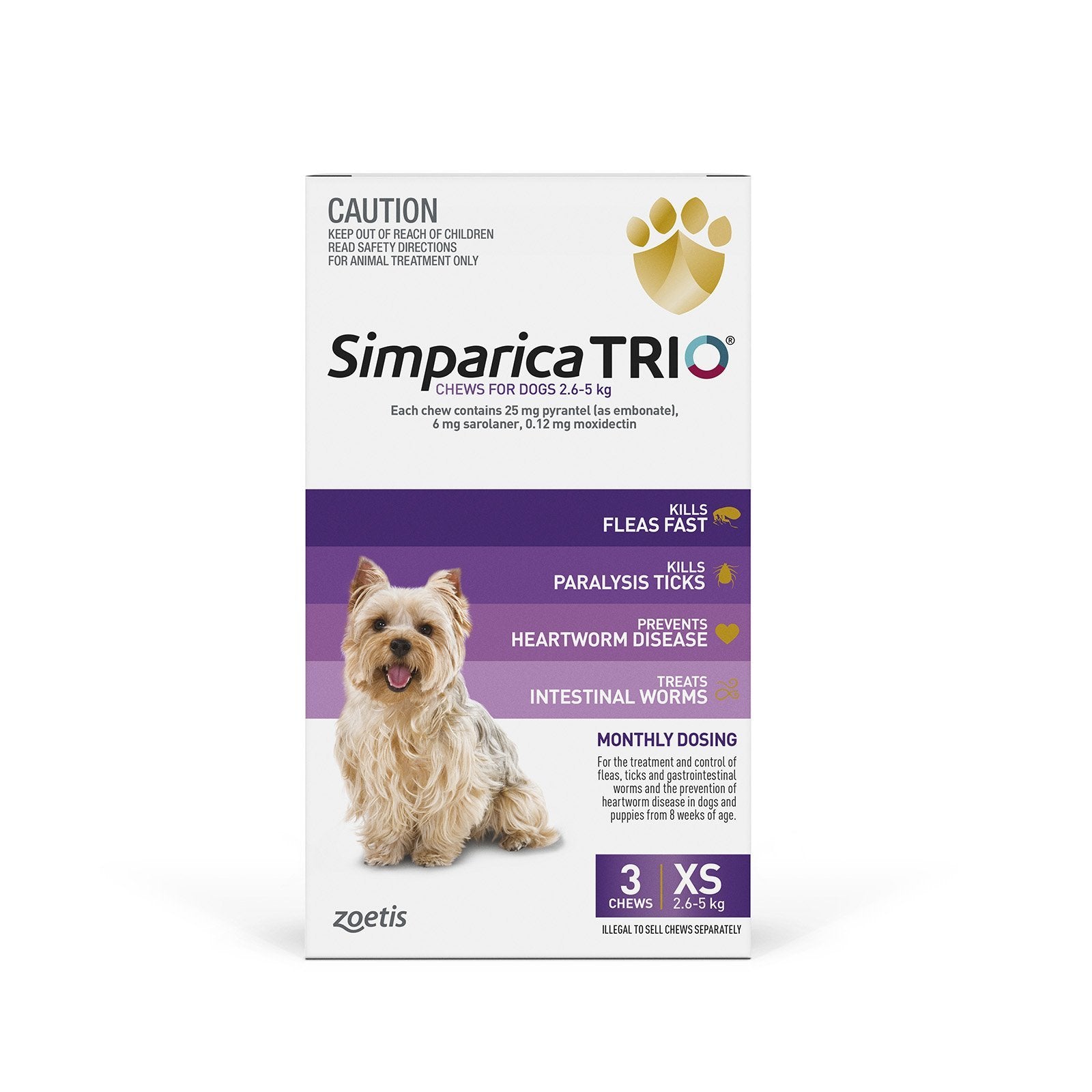 Simparica Trio 2.6kg - 5kg 3 Pack