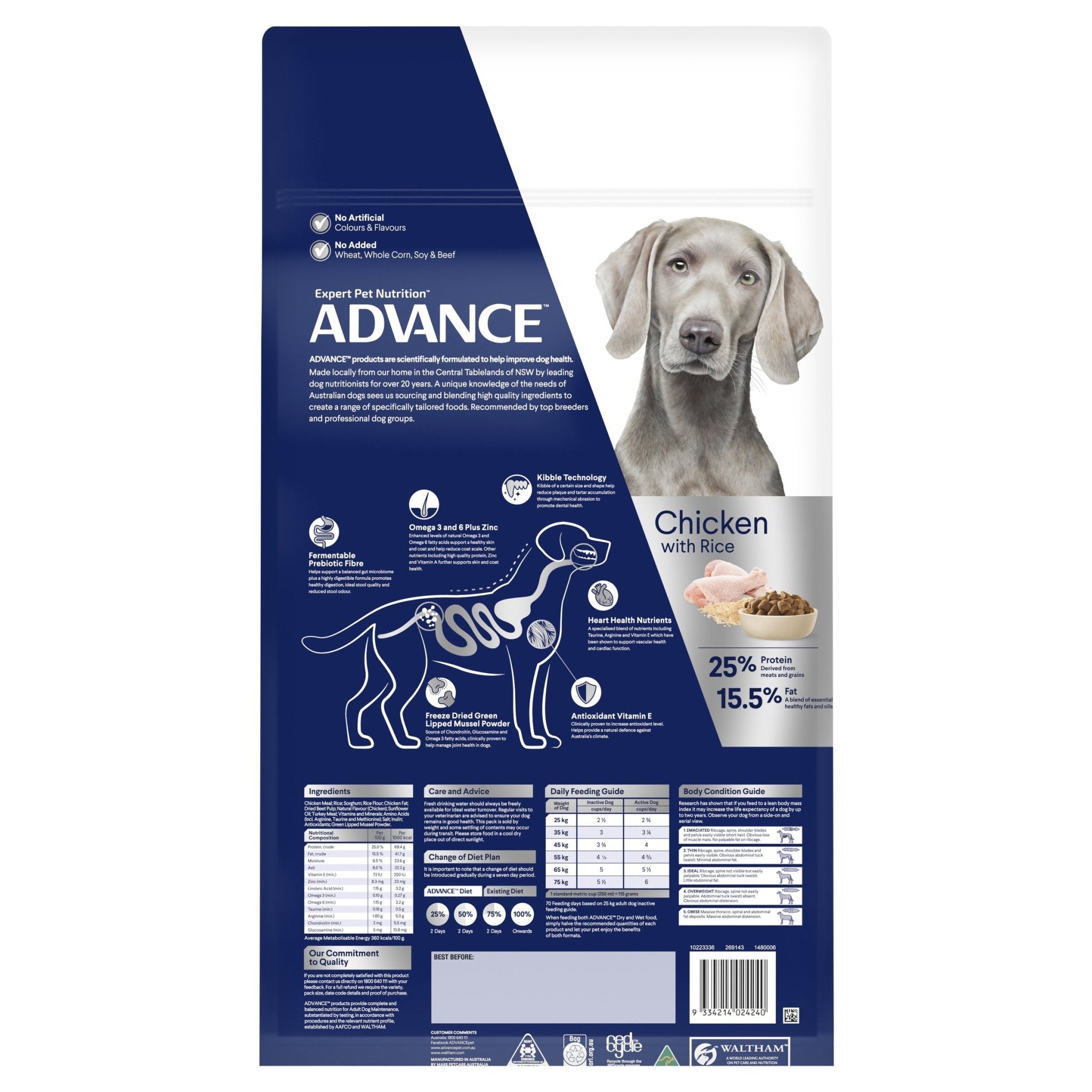 ADVANCE Large Adult Dry Dog Food Chicken with Rice