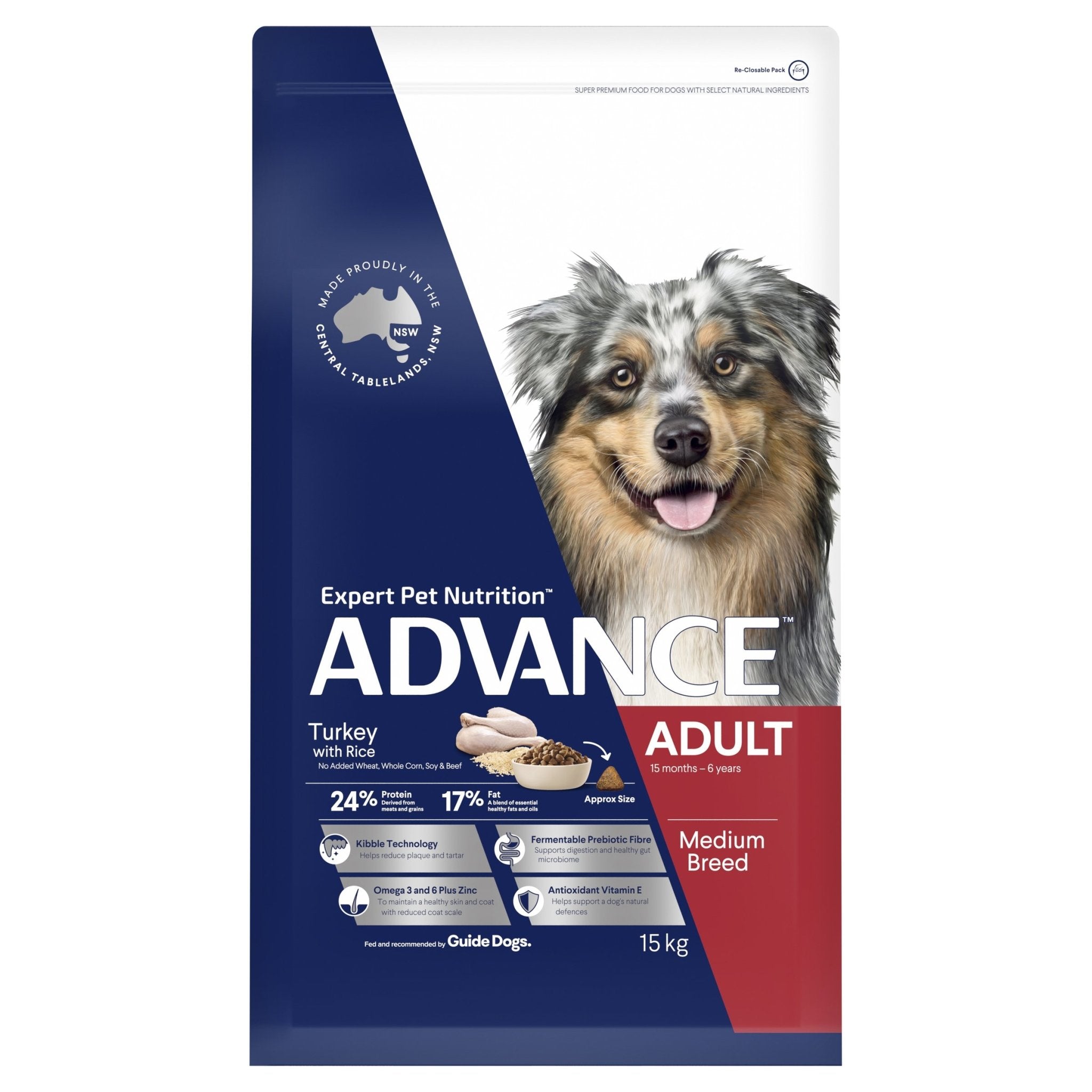 ADVANCE Medium Adult Dry Dog Food Turkey with Rice