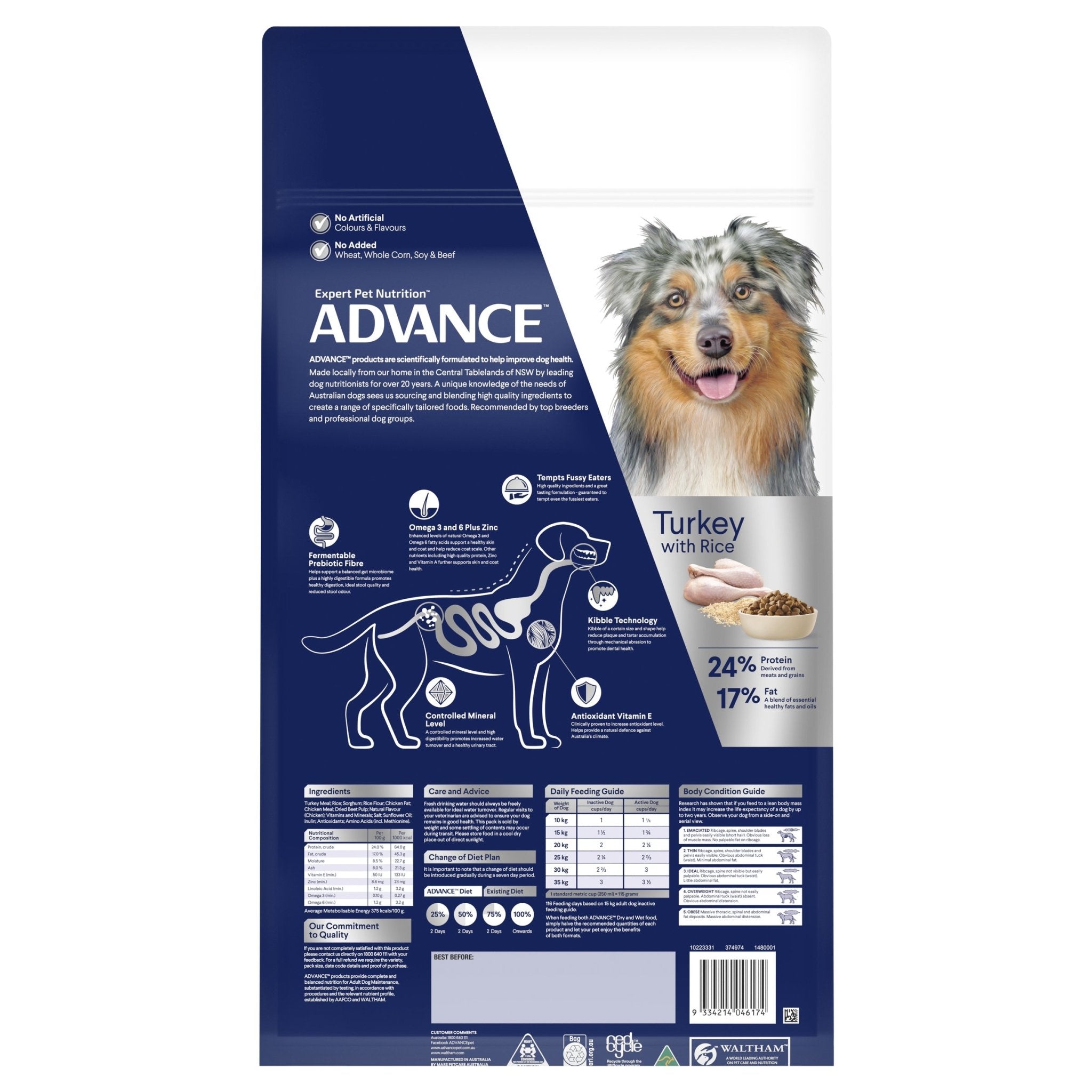 ADVANCE Medium Adult Dry Dog Food Turkey with Rice