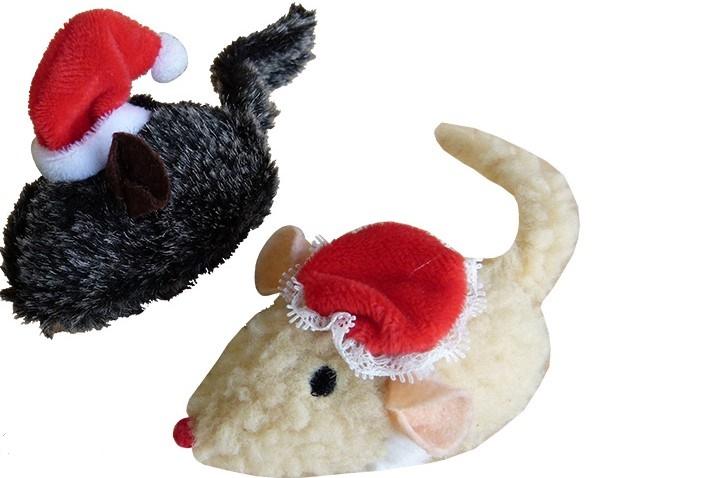 K9 Homes Christmas Sherpa Mice with hats 2pk